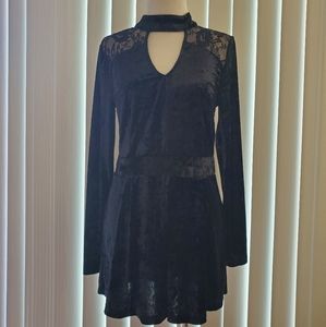 Black crushed velvet jumpsuit